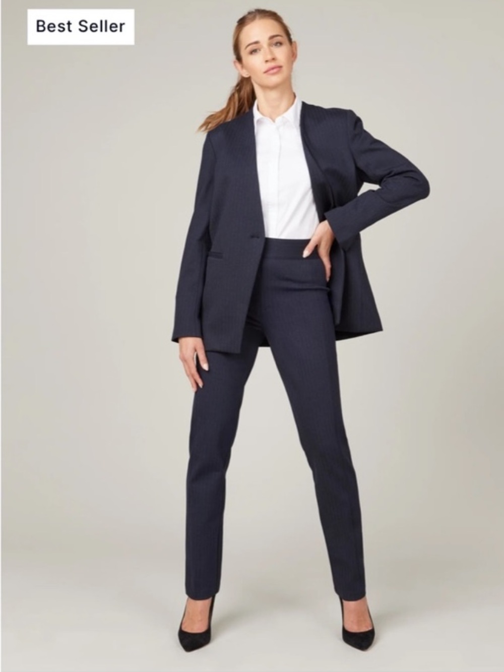 SPANX Perfect Collarless Blazer Classic Navy Solid Small - NWOT